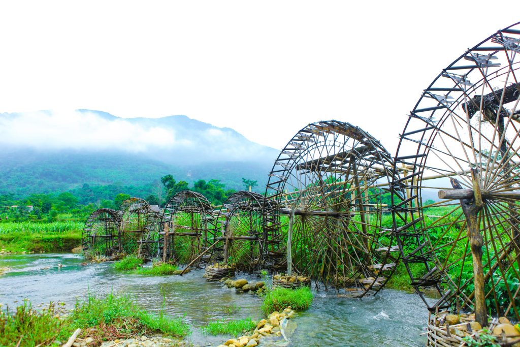 The bamboo water wheels
