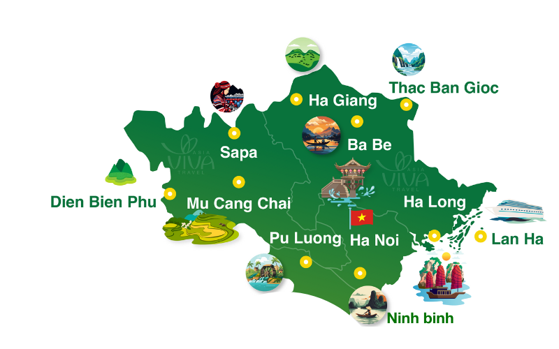 Carte du Nord du Vietnam 