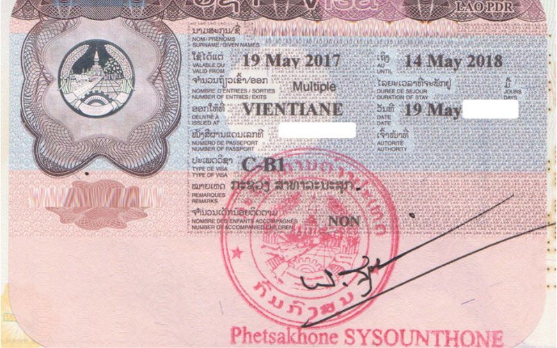 Exemple du visa pour le Laos 