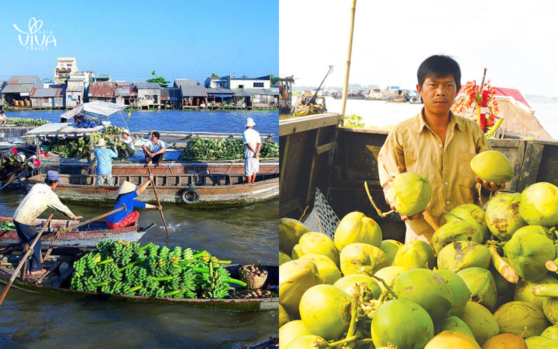 Colori e vita al mercato galleggiante di Chau Doc