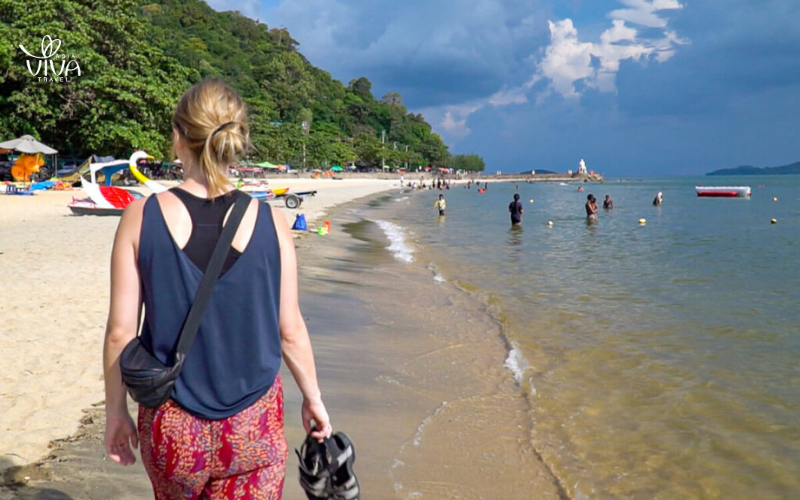A peaceful morning at Kep Beach, where golden sands meet serene waters