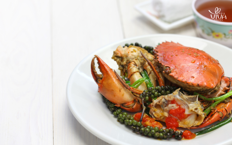 A tantalizing plate of Kampot pepper crab, a must-try dish for visitors to the town