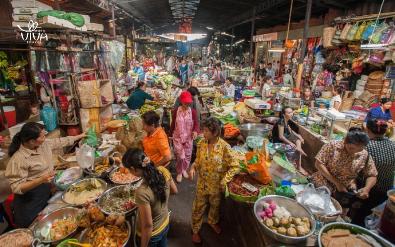 A vibrant corner of the Russian Market, bustling with local goods and souvenirs