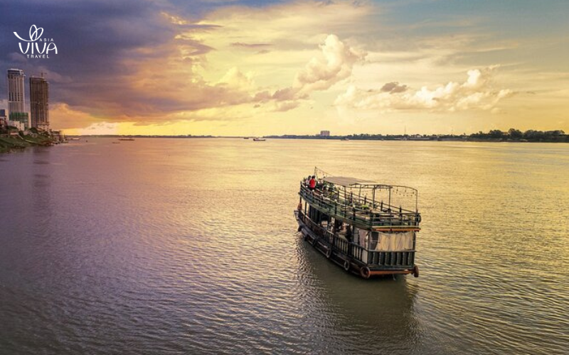 Experience the magic of Phnom Penh with a sunset cruise on the Mekong River