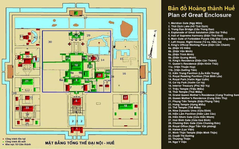 Mappa della struttura del Complesso dei Monumenti di Hue