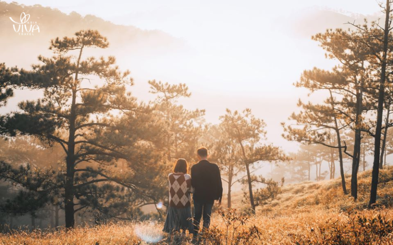 Dalat– Tramonto romantico, cielo dipinto di viola e arancio