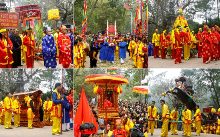 Procession en palanquin pour commémorer l'anniversaire de la mort du roi Hung à Phu Tho