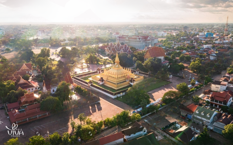 Aerial view of Vientiane - the tranquil capital of Laos