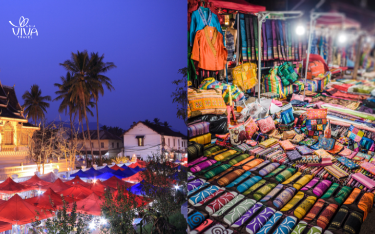 Indulge in local street food and crafts at the bustling Luang Prabang Night Market