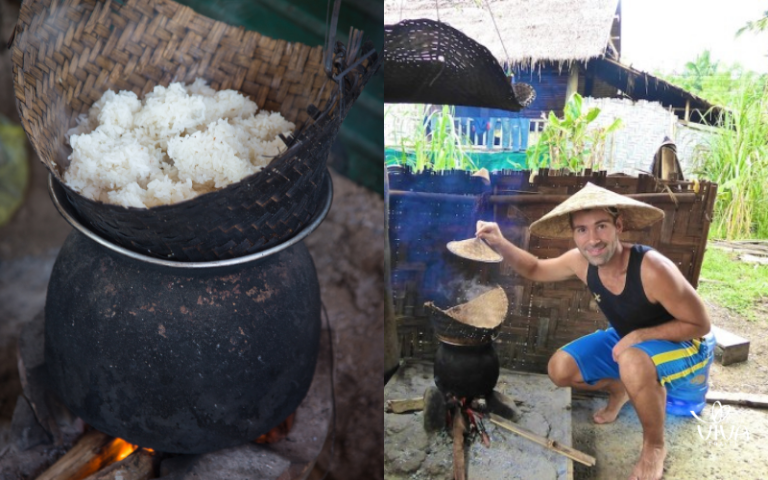 Khao Niew—an essential part of every Lao meal, eaten by hand for a true cultural experience