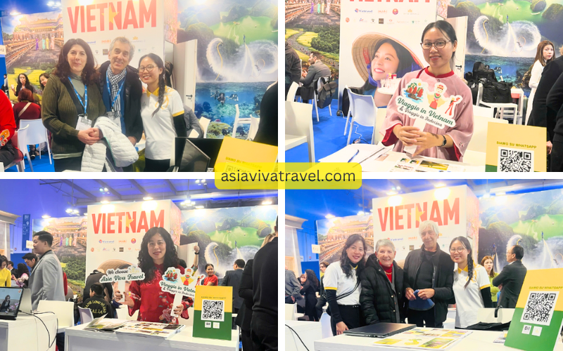 L'équipe d'Asia Viva Travel avec les représentants européens au BIT MILANO 2025