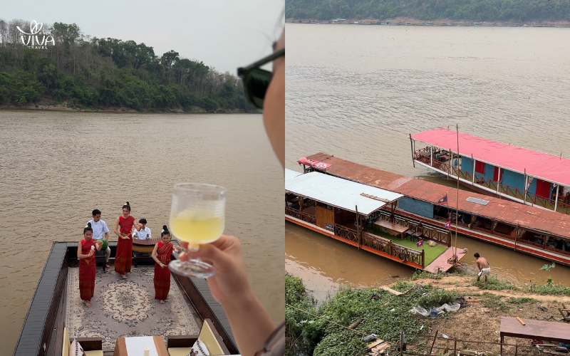 Cena romantica sul Mekong al tramonto