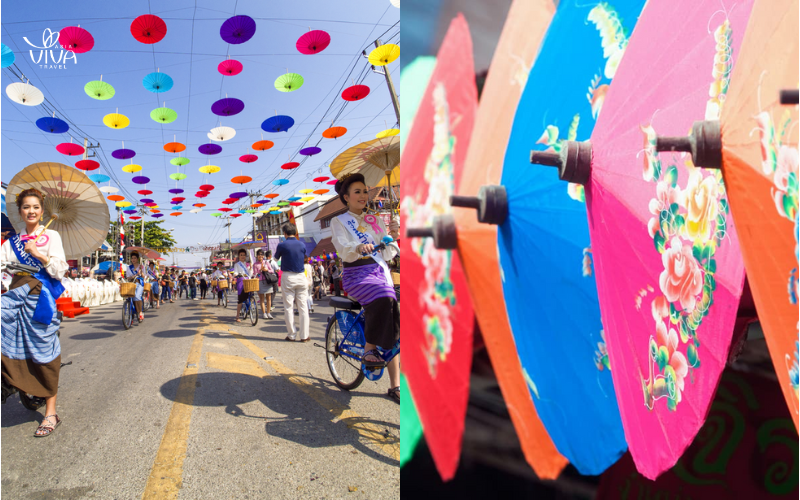 Ombrelli colorati e artigianato tradizionale a Bo Sang