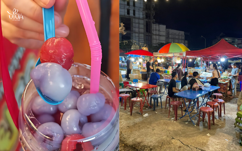 Succhi freschi e dolci al mercato di Vientiane