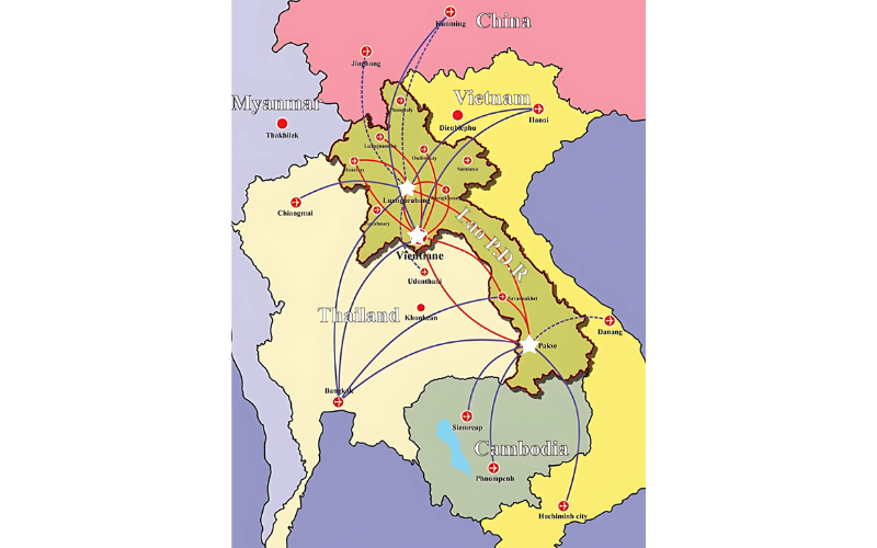Mappa degli aeroporti principali del Laos_ scegli il punto d’ingresso ideale