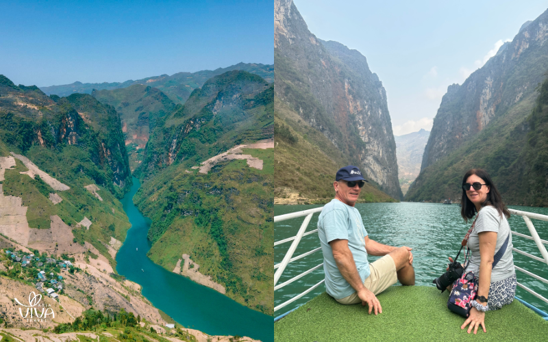 The emerald Nho Que River winding through Tu San Canyon