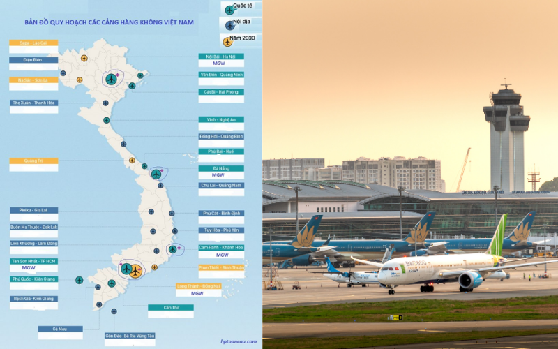 Vietnam international airport map – Main airports in Vietnam by region