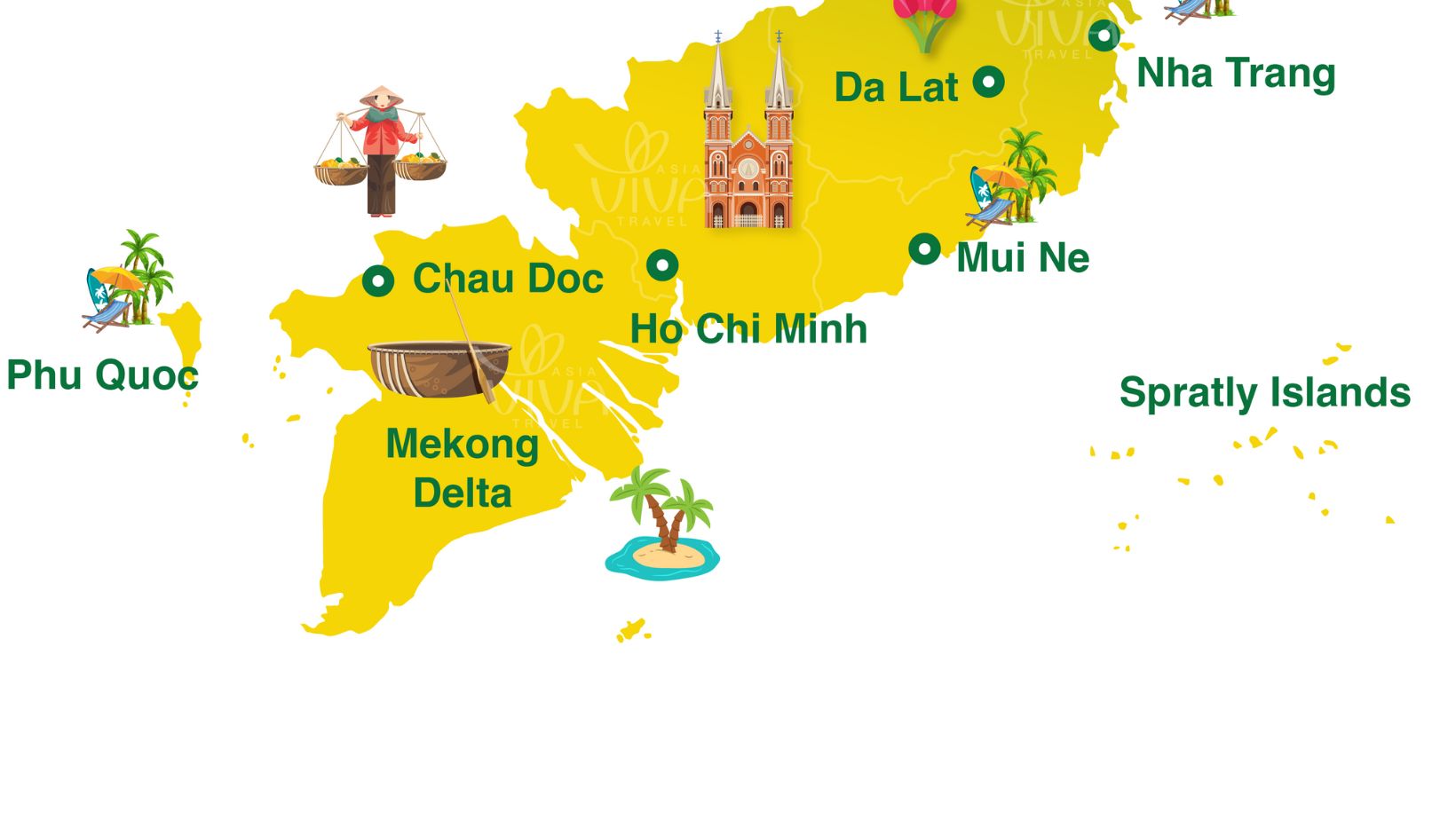 Southern Vietnam Travel map