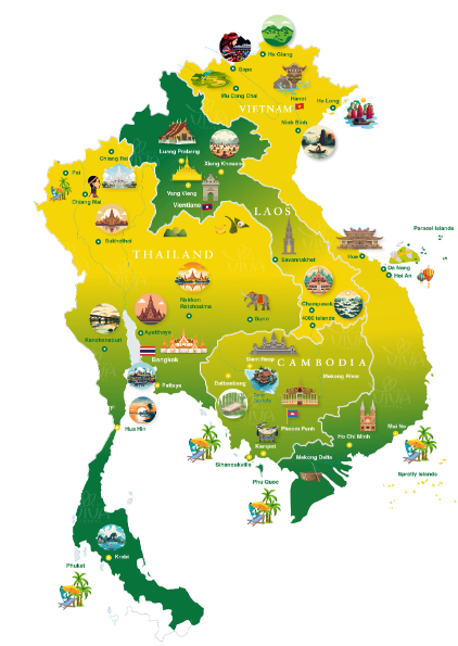 carte du Vietnam sur la carte d’Asie du Sud-Est